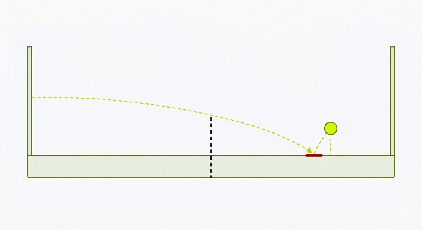 It must bounce — Every ball has to bounce on the floor before it touches a wall. A shot that hits the glass on the full loses the point.